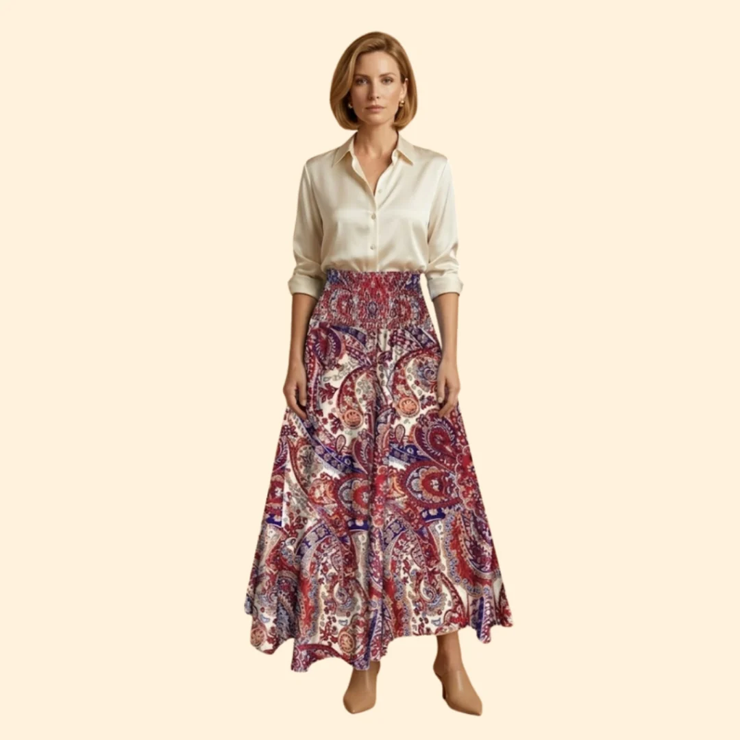 Women’s Long Floral Skirt with High Waist - Image 7