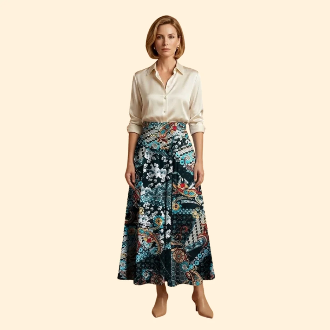 Women’s Long Floral Skirt with High Waist - Image 8