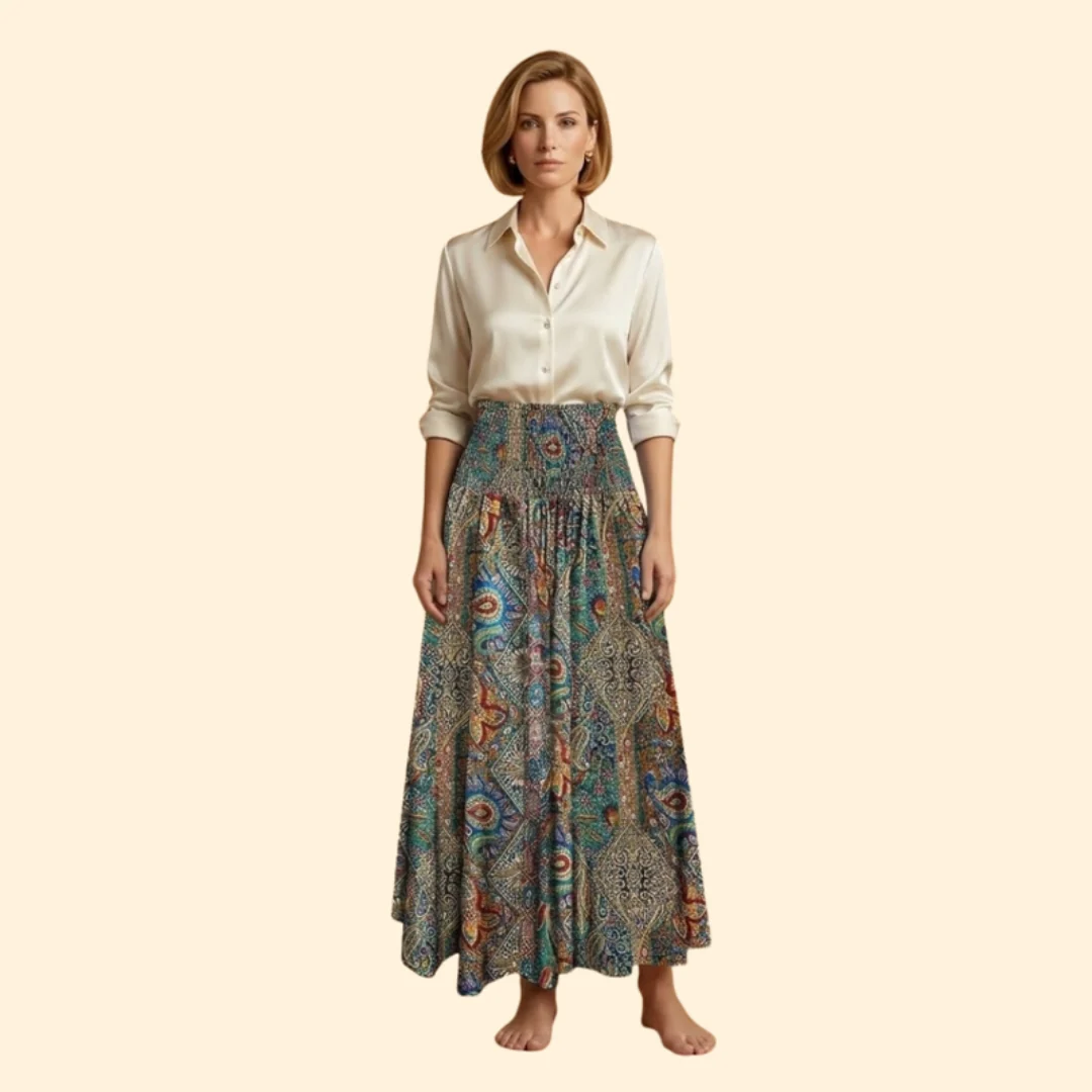 Women’s Long Floral Skirt with High Waist - Image 9