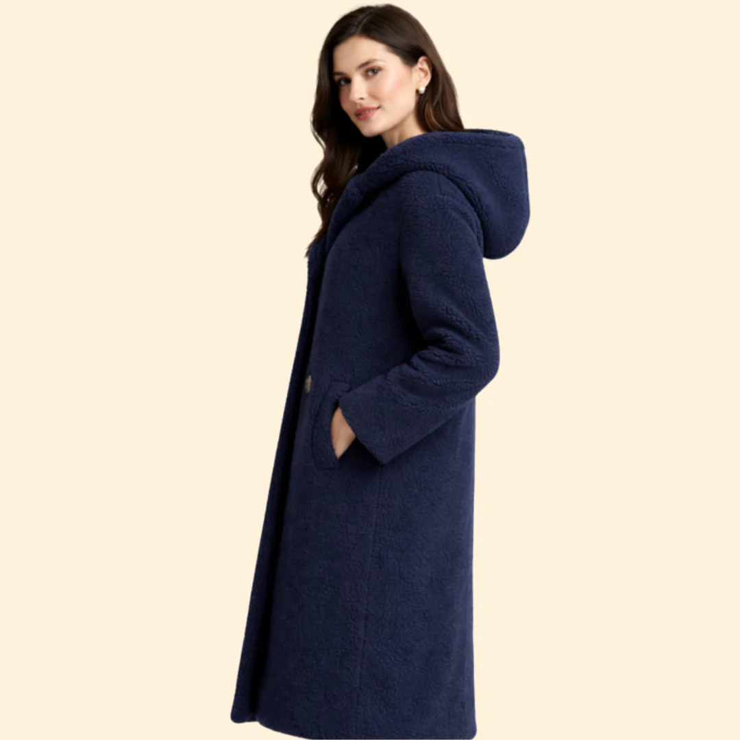 Women’s Long Hooded Coat with Front Button - Image 4
