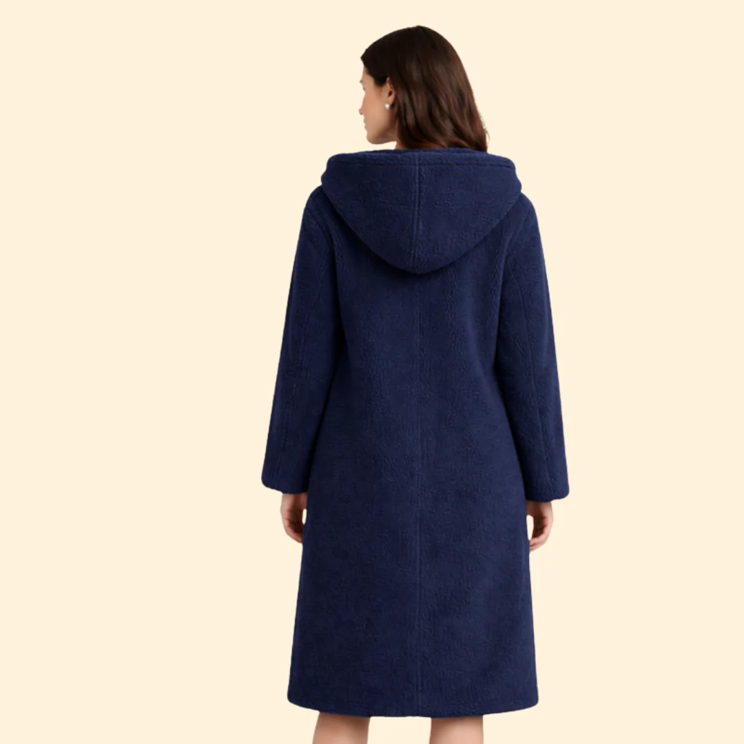 Women’s Long Hooded Coat with Front Button - Image 5
