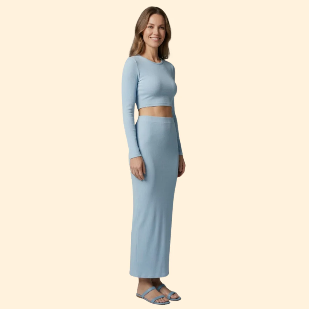 Women’s Long Maxi Skirt with Fitted Crop Top - Image 3