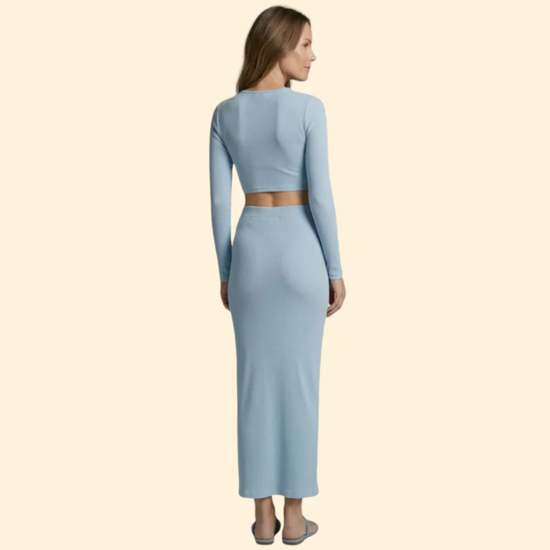 Women’s Long Maxi Skirt with Fitted Crop Top - Image 4