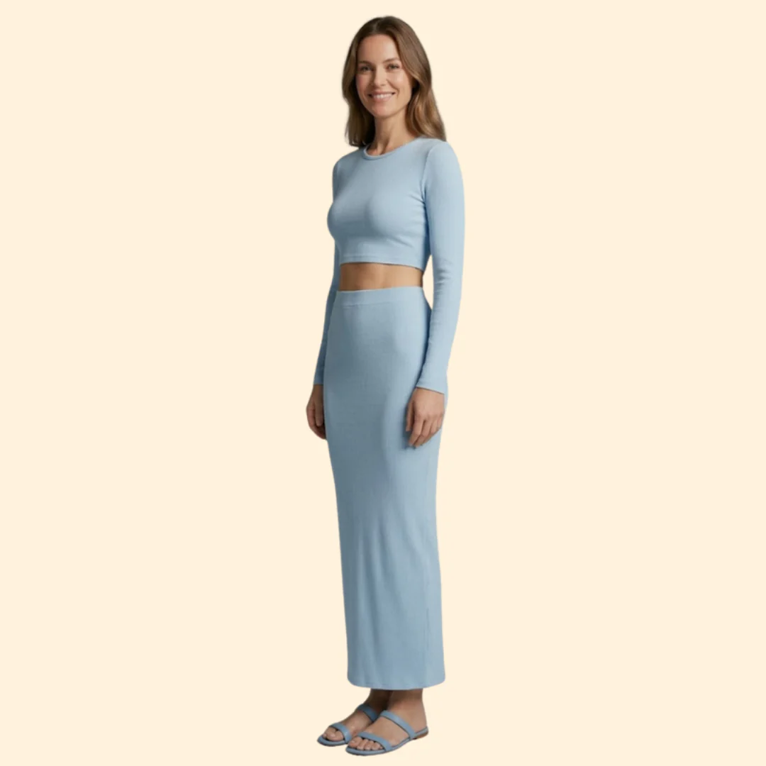 Women’s Long Maxi Skirt with Fitted Crop Top - Image 5