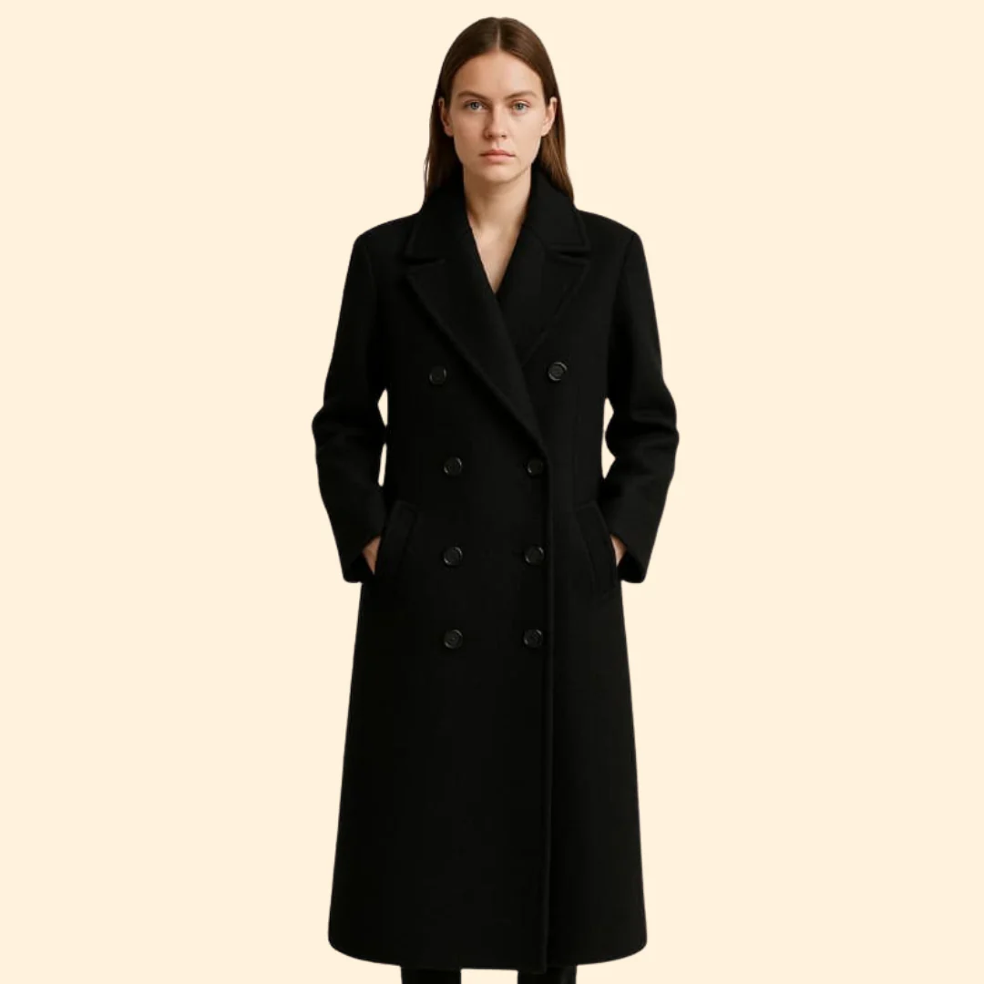 Women’s Long Overcoat with Button Closure - Image 2