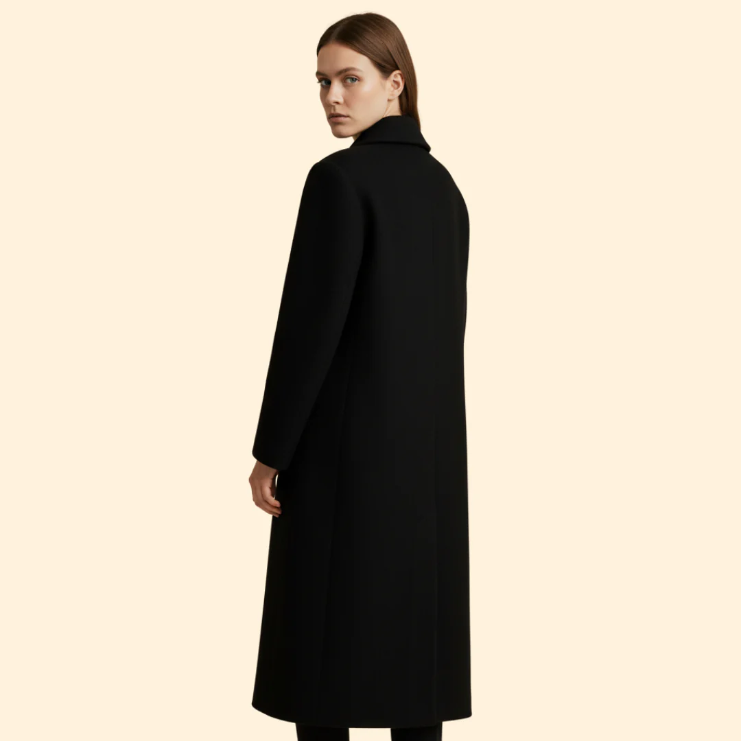 Women’s Long Overcoat with Button Closure - Image 3