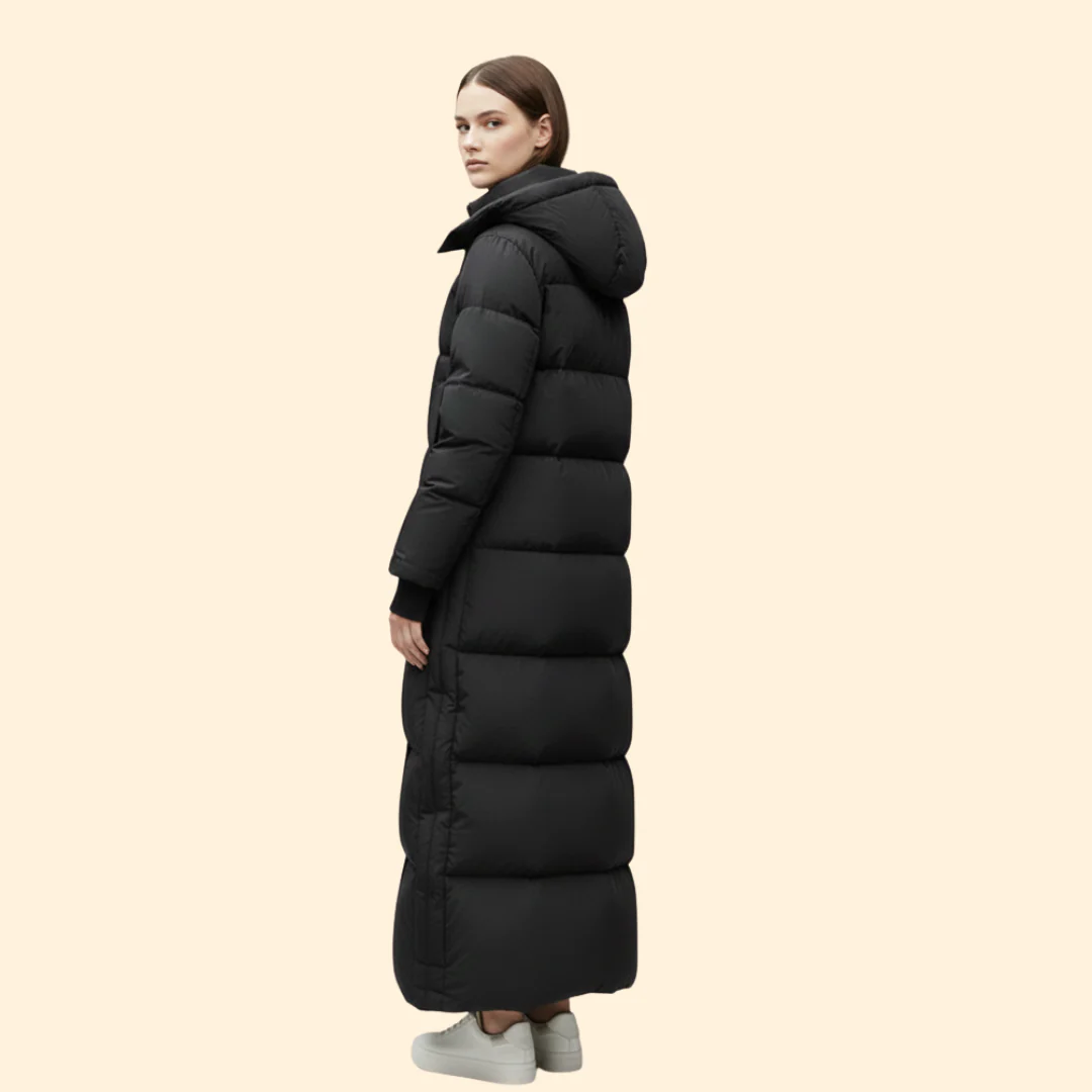Women’s Long Puffer Coat with Front Zipper - Image 3