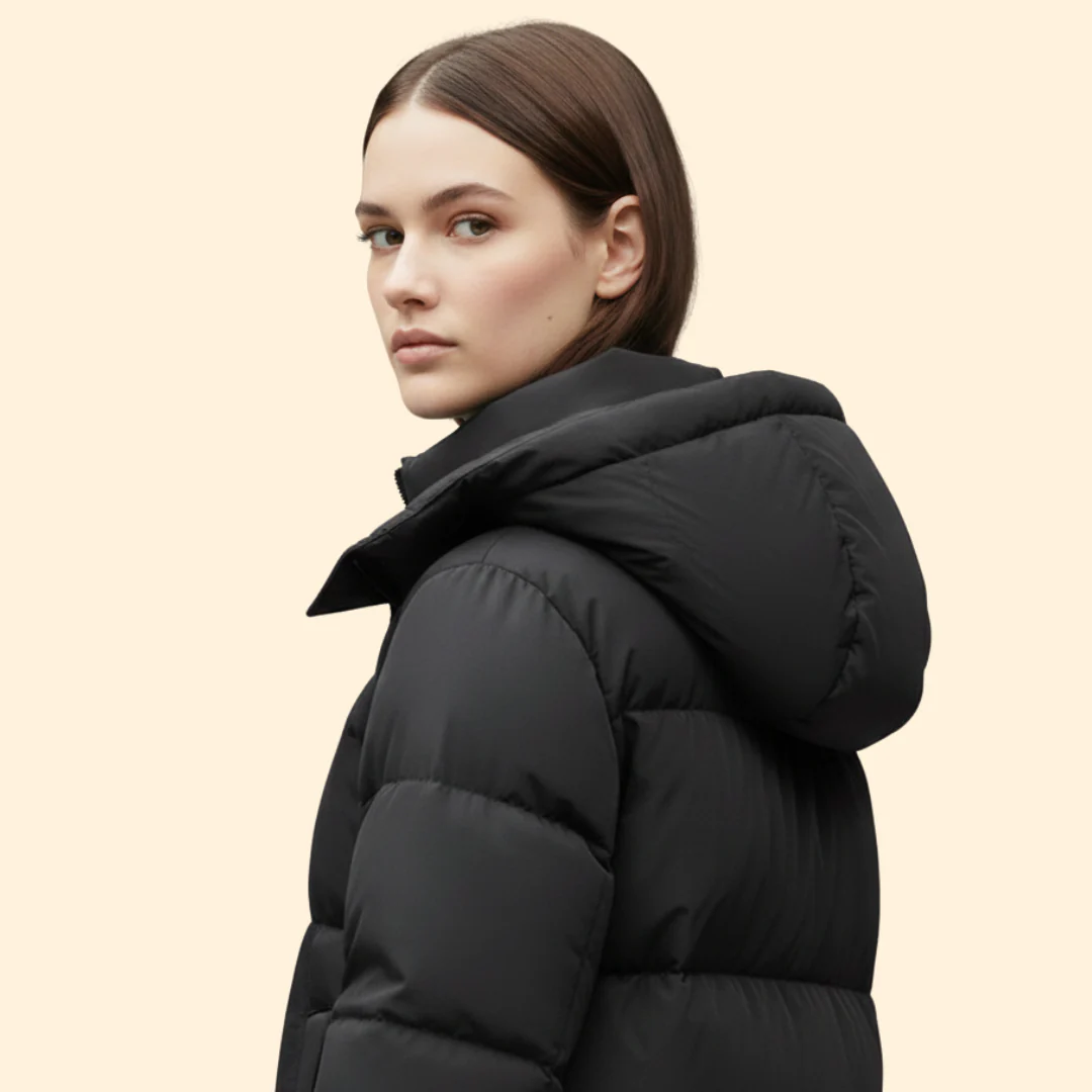 Women’s Long Puffer Coat with Front Zipper - Image 4