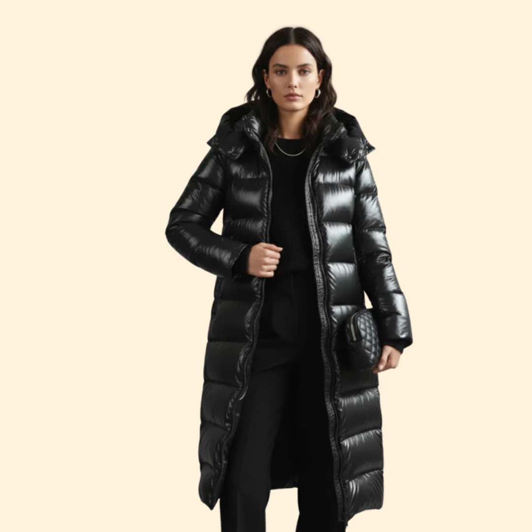 Women’s Long Puffer Coat with Zip Closure - Image 2