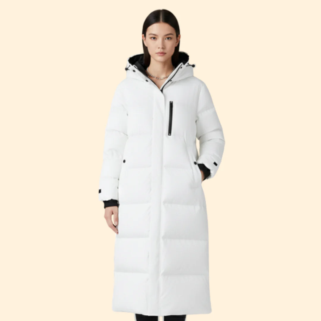 Women’s Long Puffer Jacket with Front Pockets - Image 2
