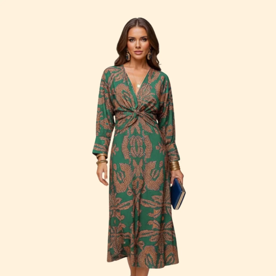 Women’s Long Sleeve Boho Dress with Floral Pattern - Image 6