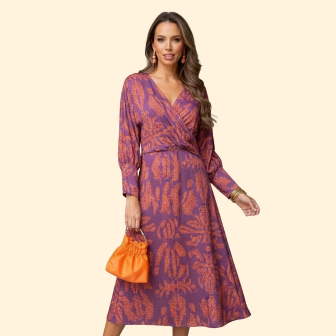 Women’s Long Sleeve Boho Dress with Floral Pattern - Image 8