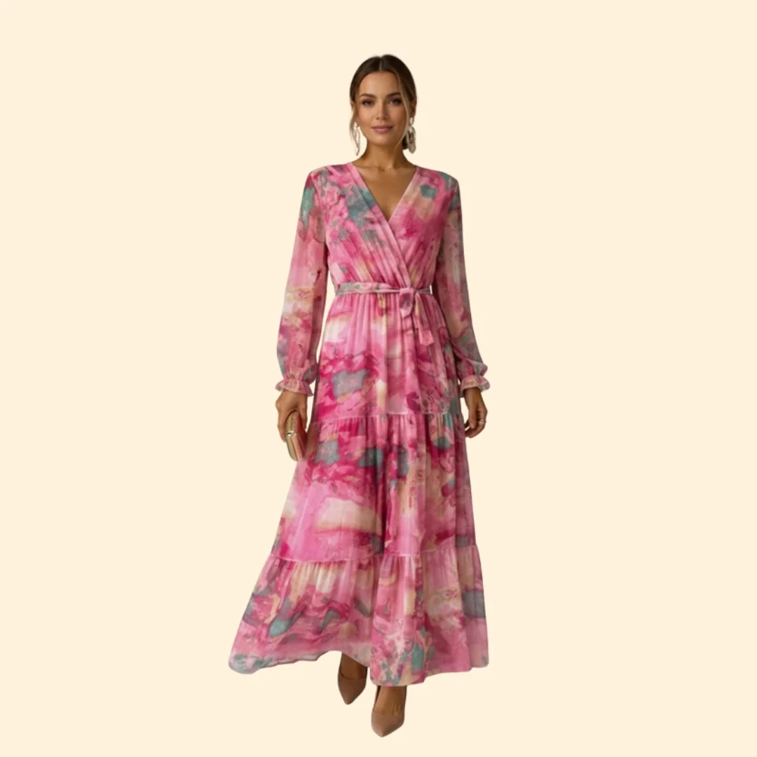 Women’s Long Sleeve Dress Tie Waist - Image 2