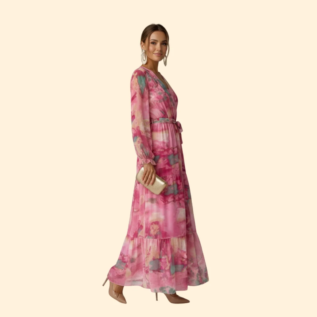 Women’s Long Sleeve Dress Tie Waist - Image 3