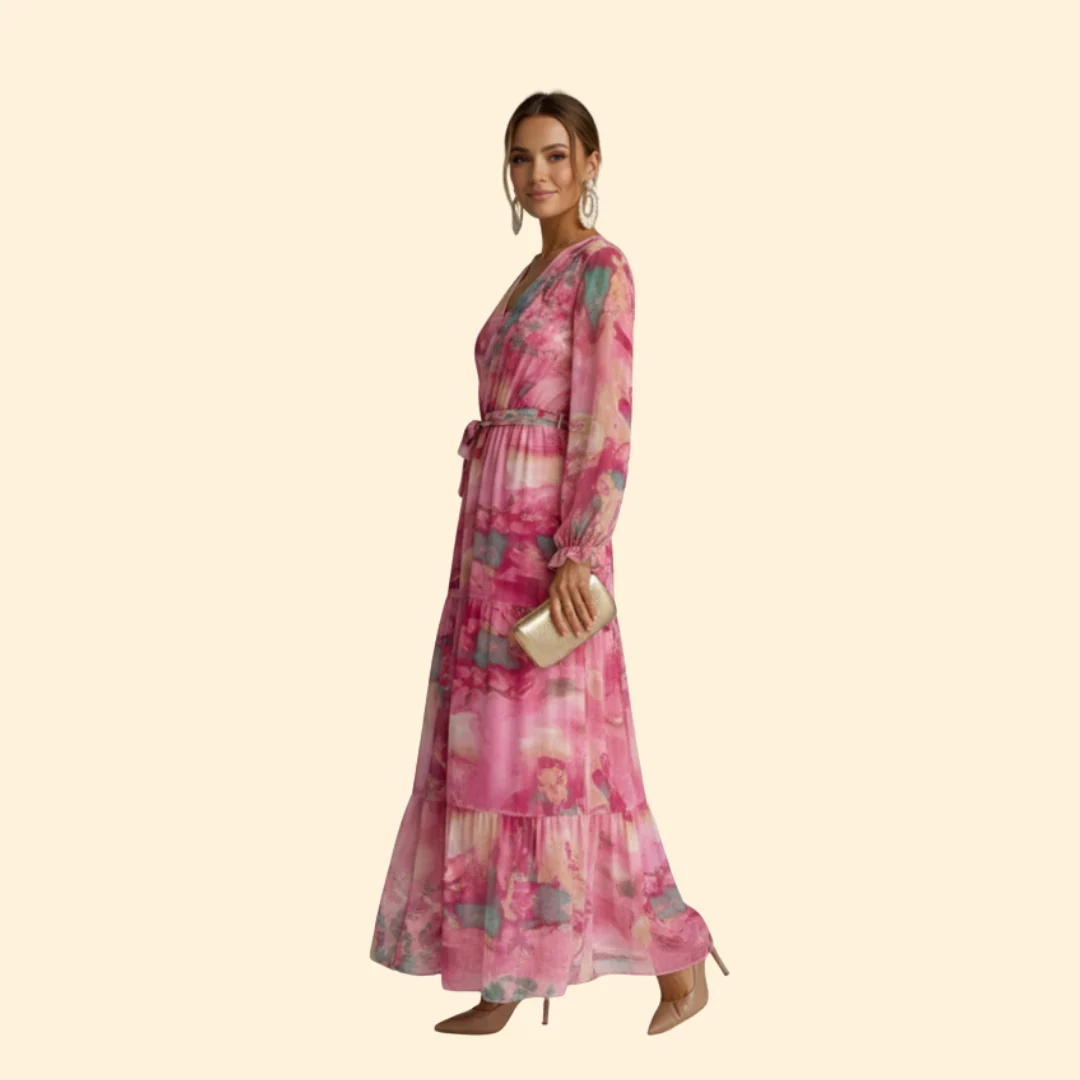 Women’s Long Sleeve Dress Tie Waist - Image 4