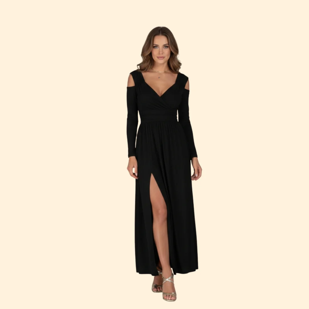 Women’s Long Sleeve Dress with High Slit - Image 2