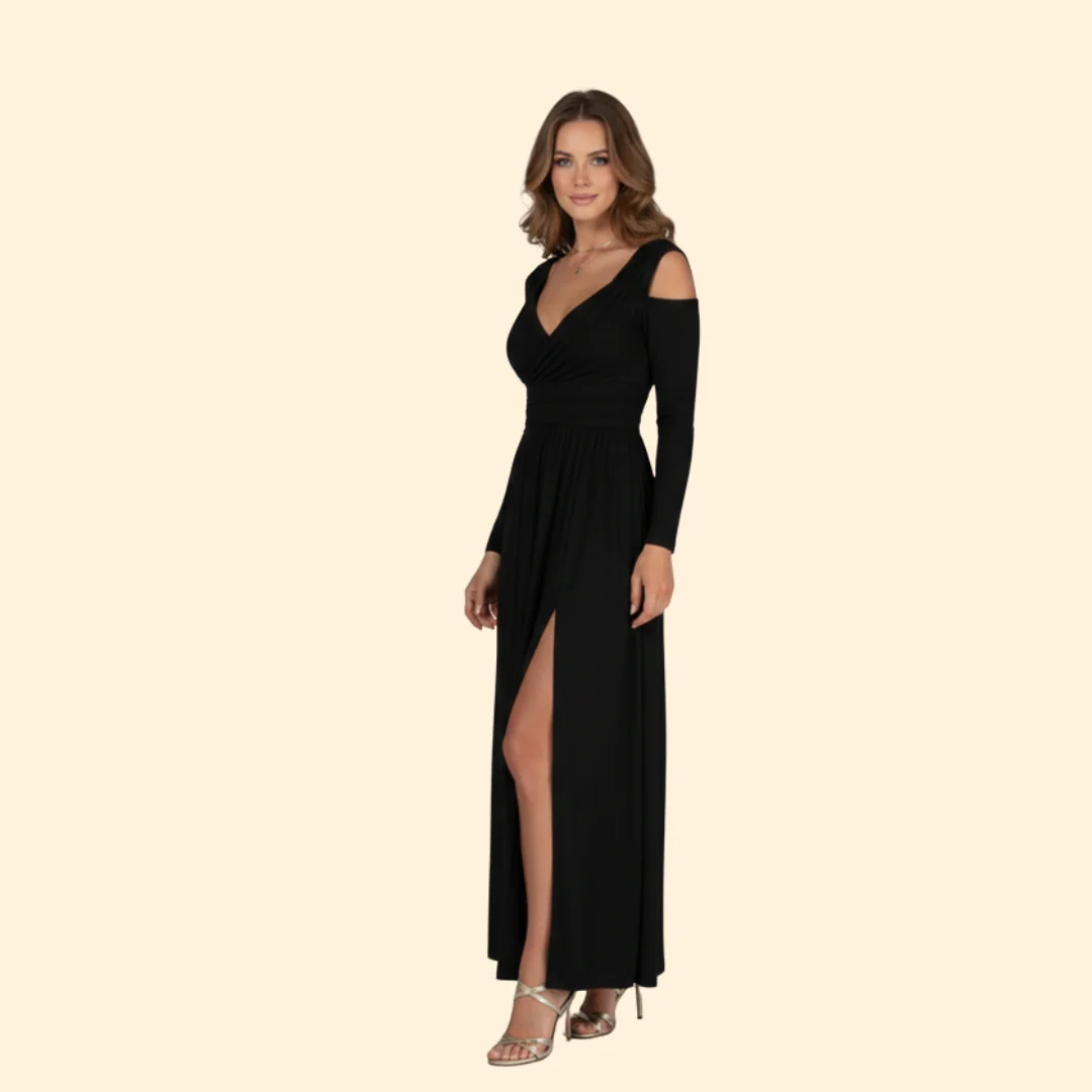 Women’s Long Sleeve Dress with High Slit - Image 4