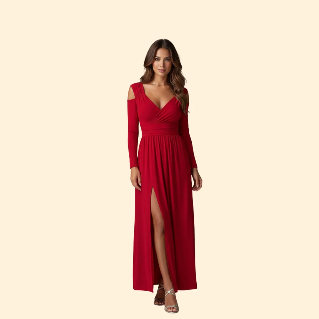 Women’s Long Sleeve Dress with High Slit - Image 6