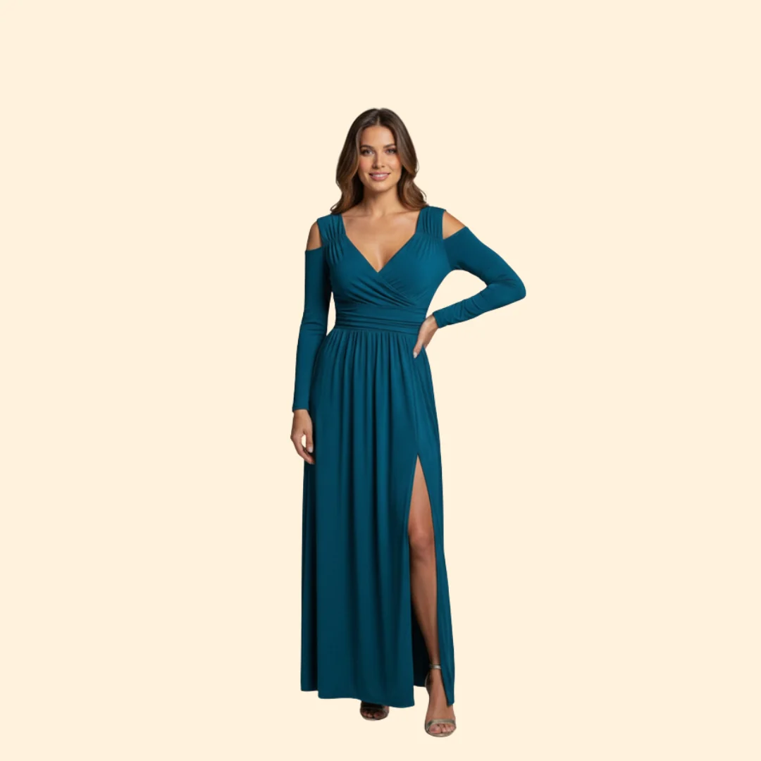 Women’s Long Sleeve Dress with High Slit - Image 9