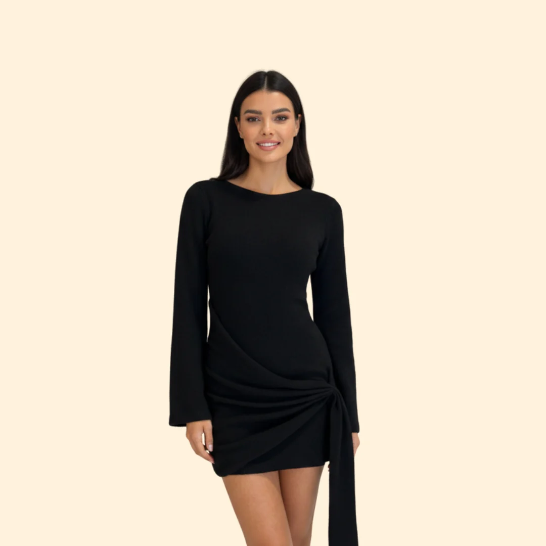 Women’s Long Sleeve Dress with Knot Detail - Image 2