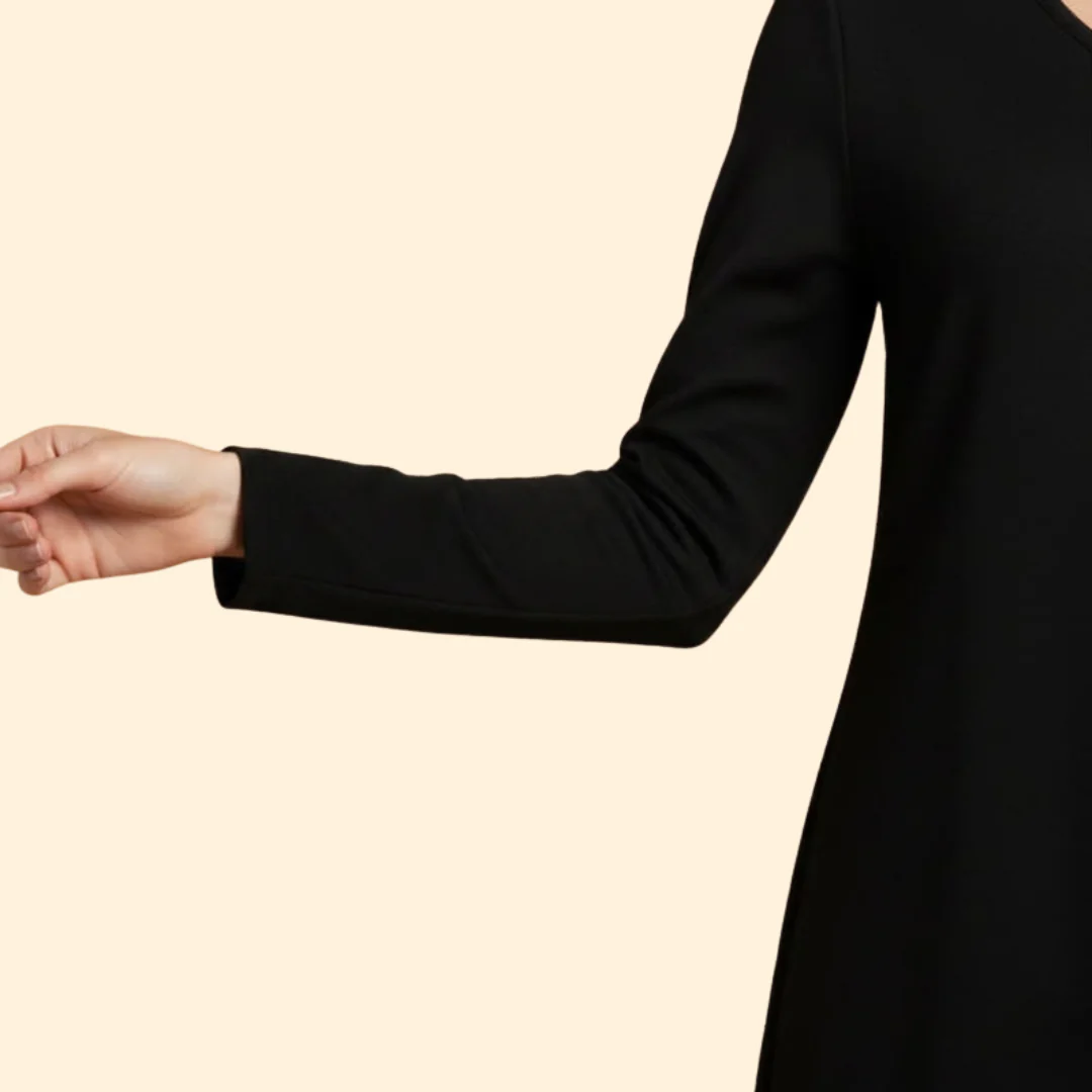 Women's Long Sleeve Dress with Plaid Hem - Image 6