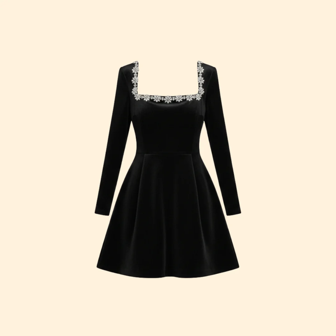 Women’s Long Sleeve Dress with Square Neck