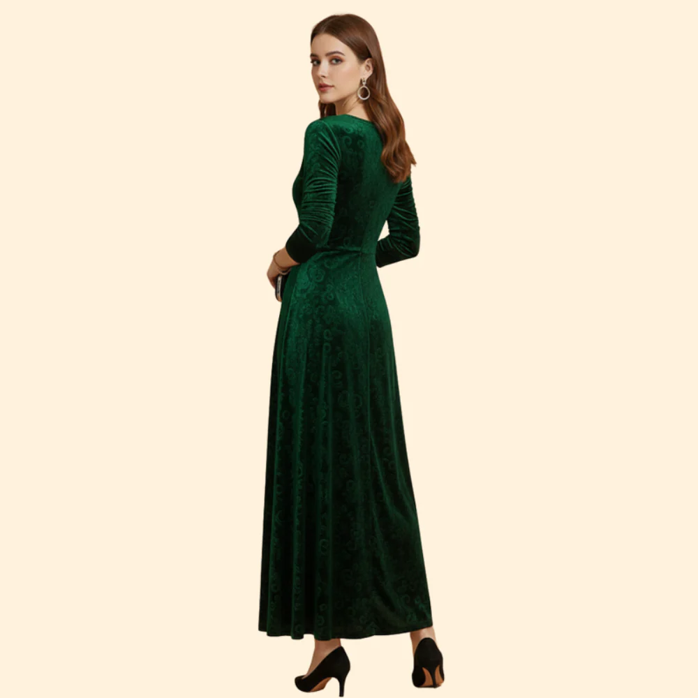 Women's Long Sleeve Flared Wedding Guest Dress - Image 3