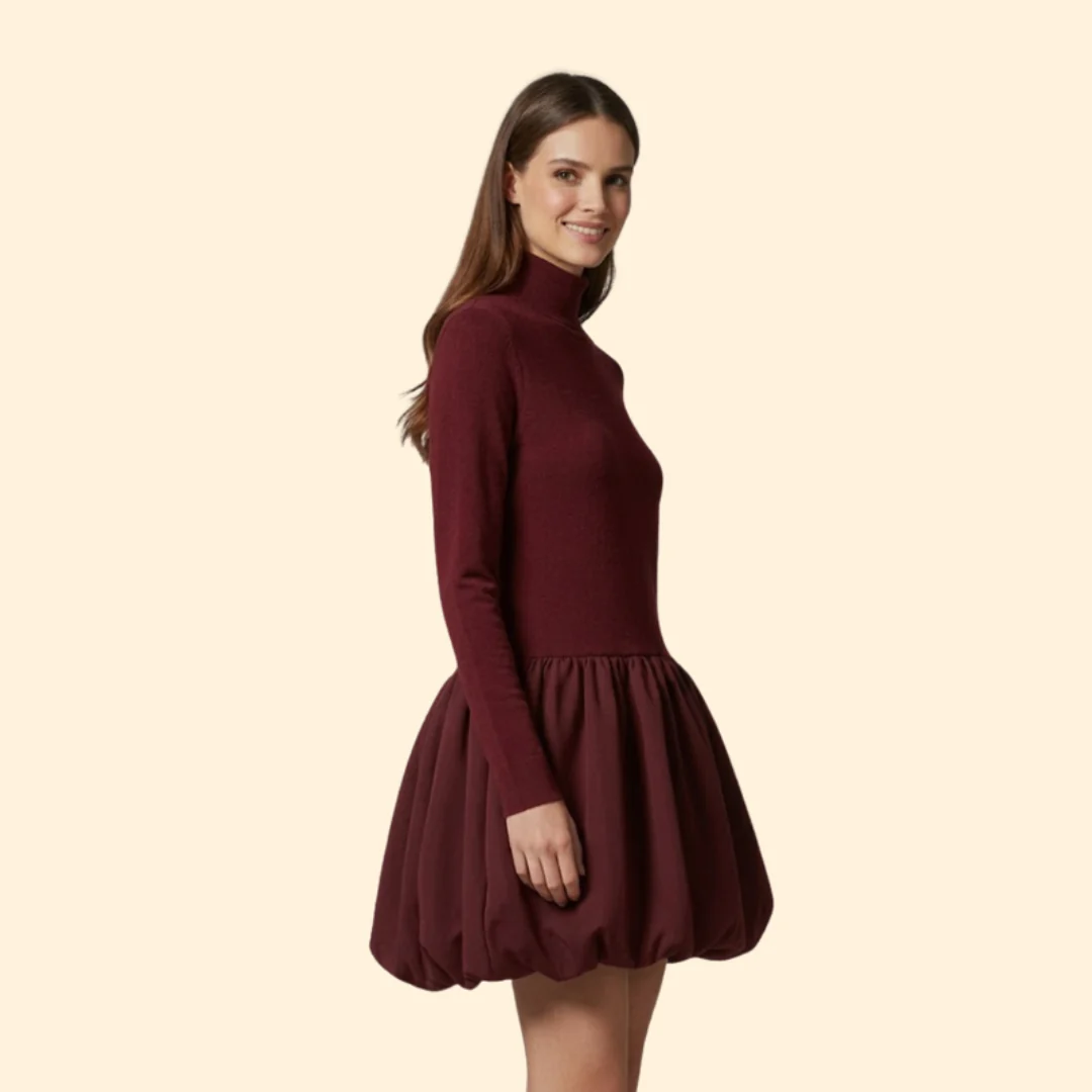 Women’s Long Sleeve Jumpsuit Flared Skirt - Image 3