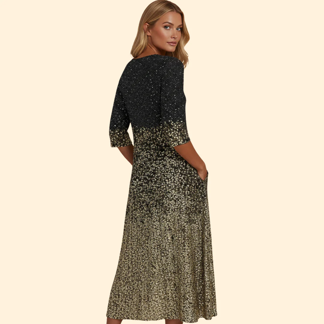 Women’s Long Sleeve Midi Dress with Pockets - Image 4