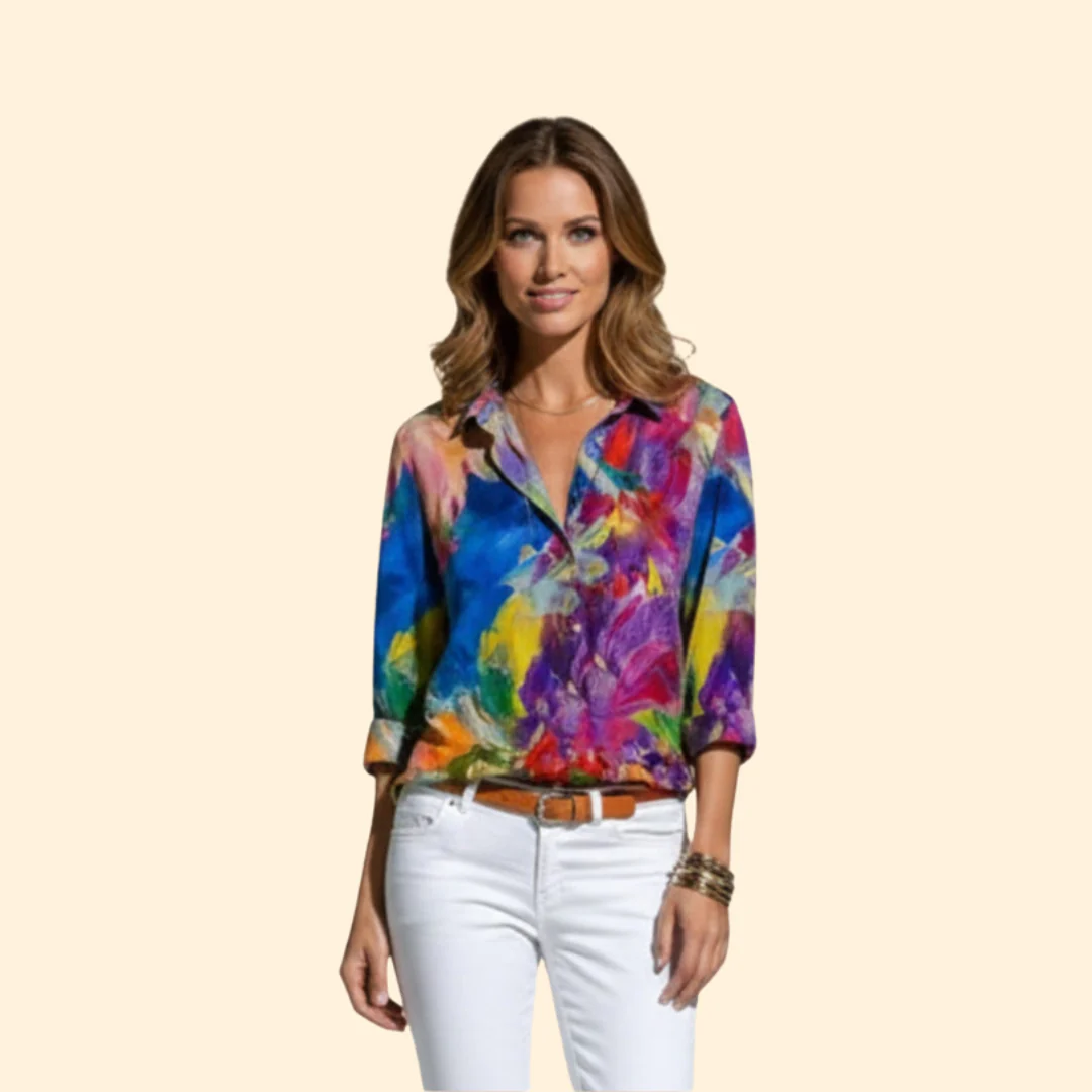 Women’s Long Sleeve Shirt with Colorful Stripes - Image 6