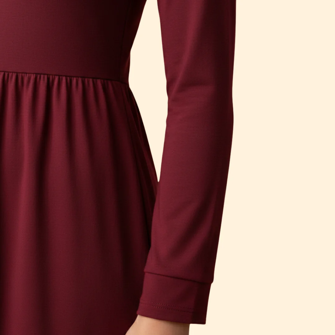 Women’s Long Sleeve Solid Color Dress - Image 5