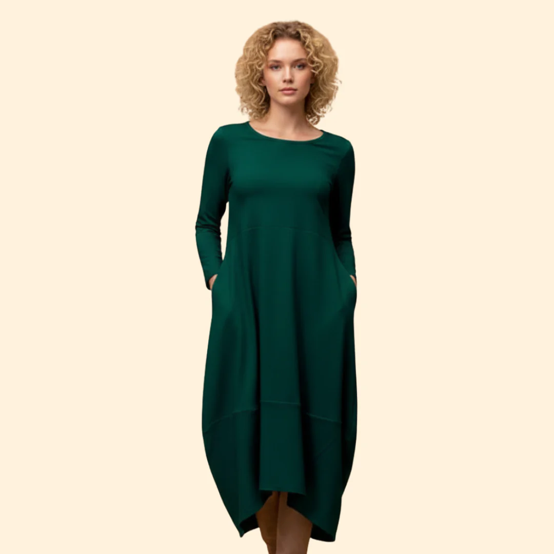 Women’s Long Sleeve Solid Color Dress - Image 7