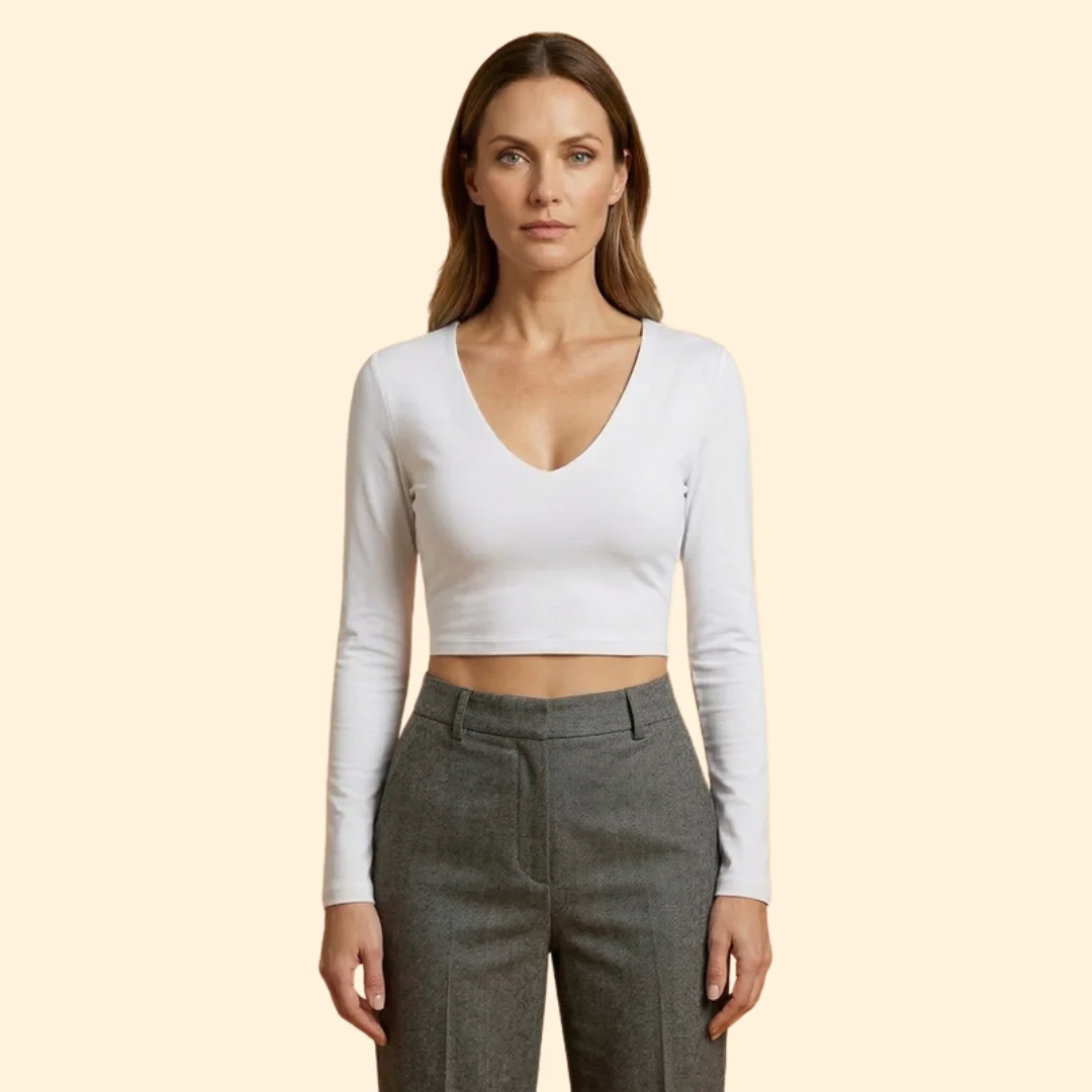 Women’s Long Sleeve Top with Deep V-neck - Image 10