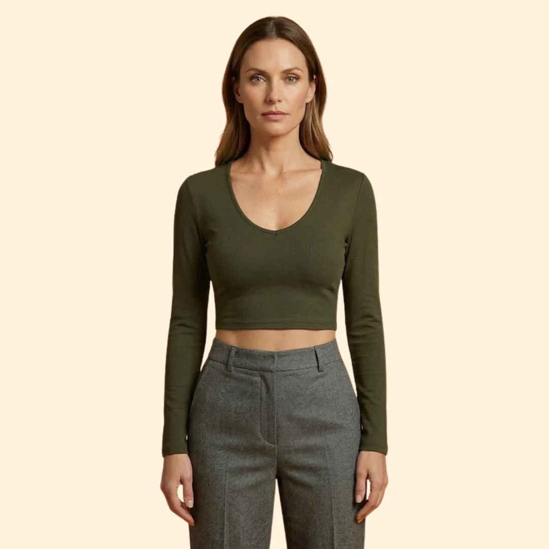 Women’s Long Sleeve Top with Deep V-neck - Image 11