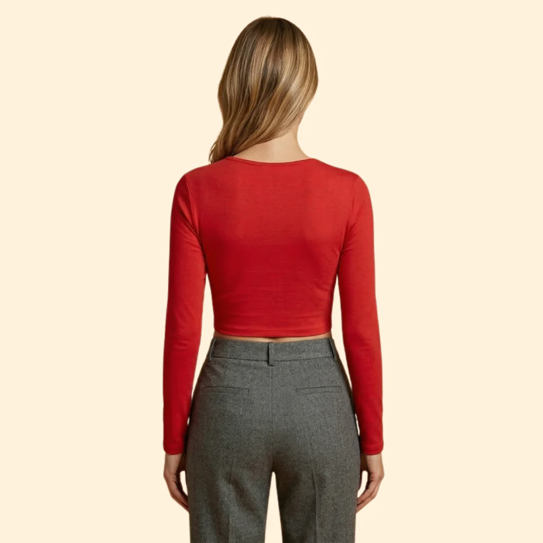 Women’s Long Sleeve Top with Deep V-neck - Image 4