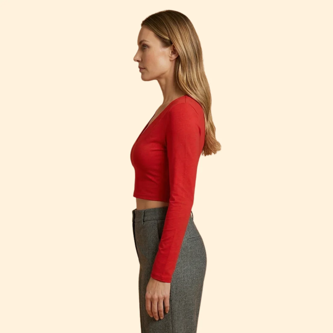 Women’s Long Sleeve Top with Deep V-neck - Image 6