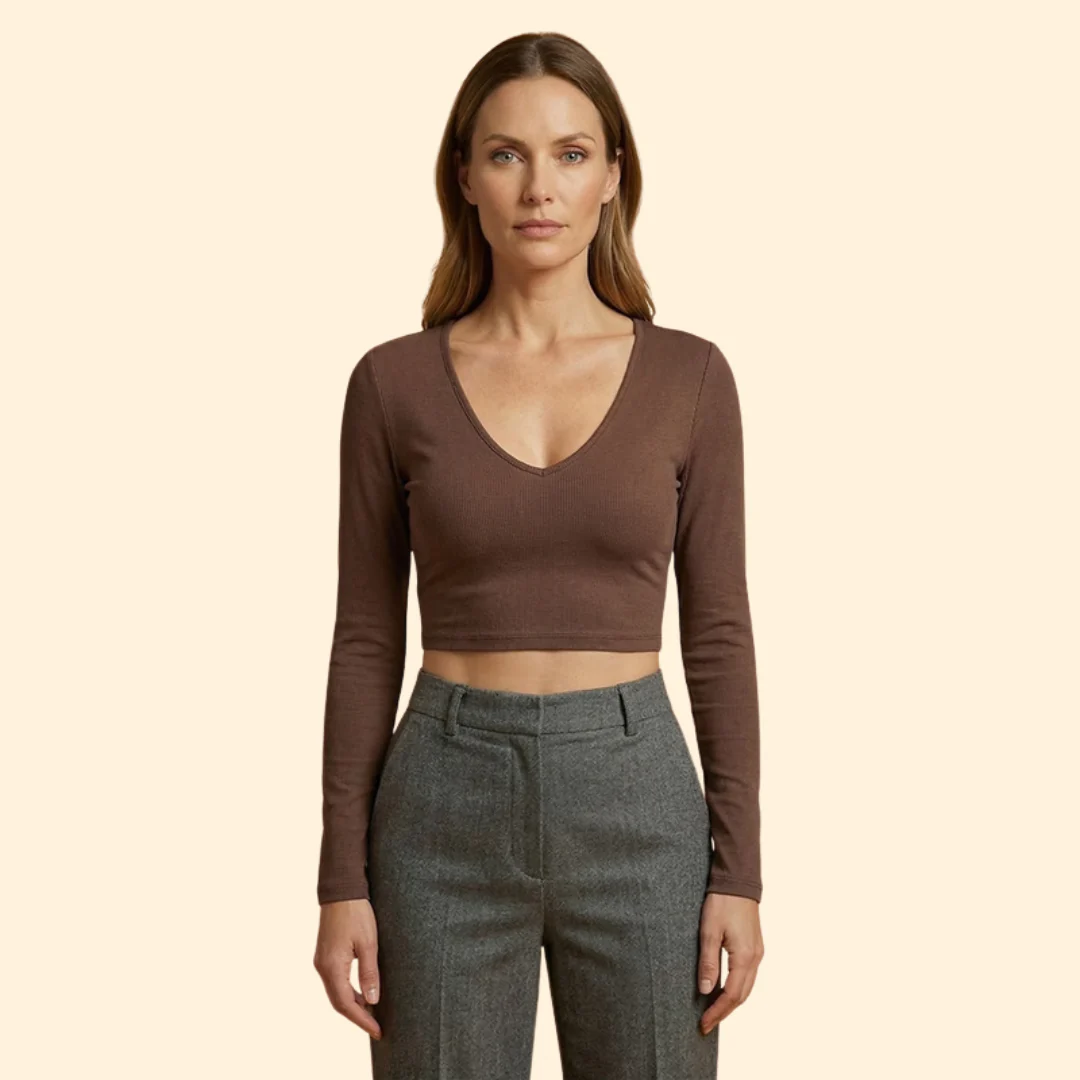 Women’s Long Sleeve Top with Deep V-neck - Image 7