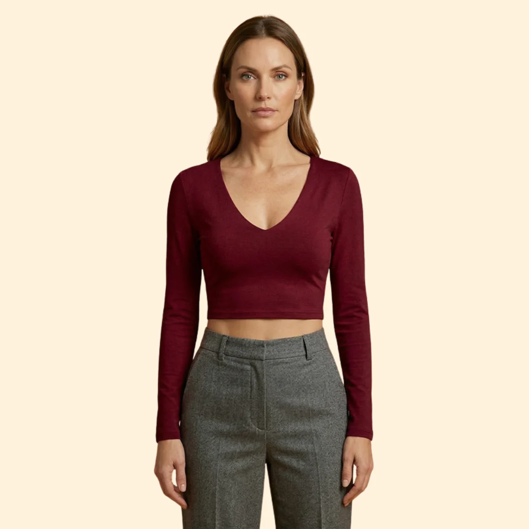 Women’s Long Sleeve Top with Deep V-neck - Image 8