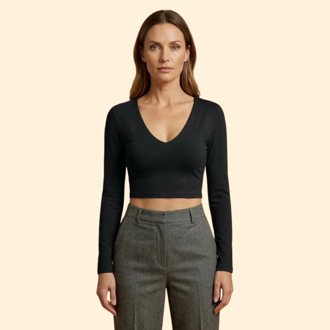 Women’s Long Sleeve Top with Deep V-neck - Image 9
