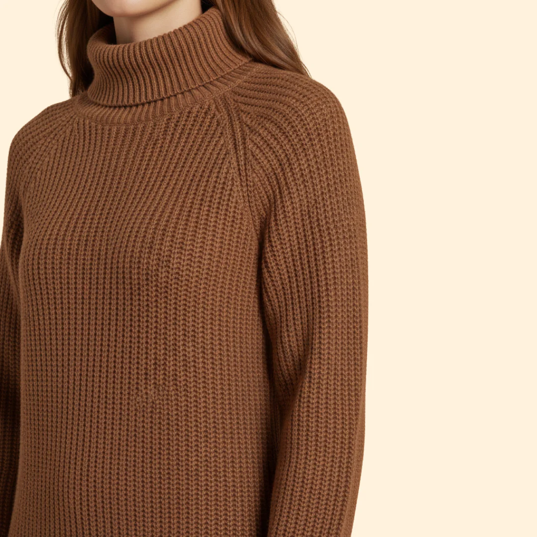Women's Long Sweater Dress with High Collar - Image 7
