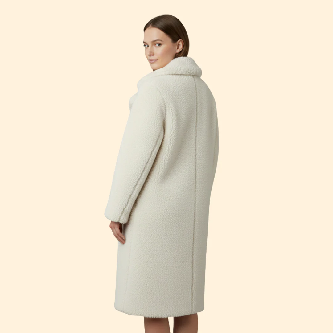 Women’s Long Teddy Coat with Notch Collar - Image 5