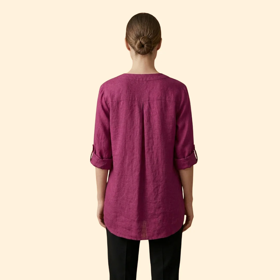Women’s Loose Blouse with Henley Neckline - Image 5