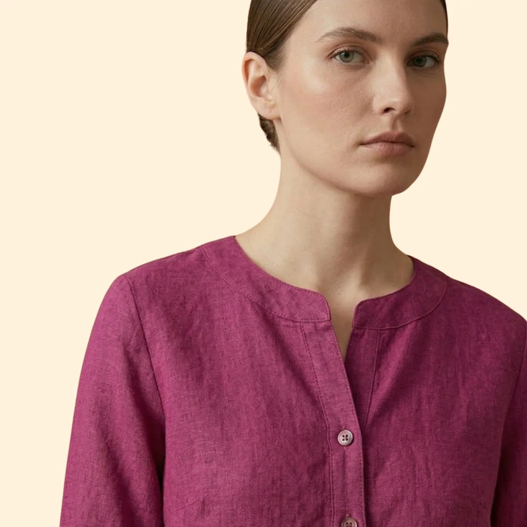 Women’s Loose Blouse with Henley Neckline - Image 6