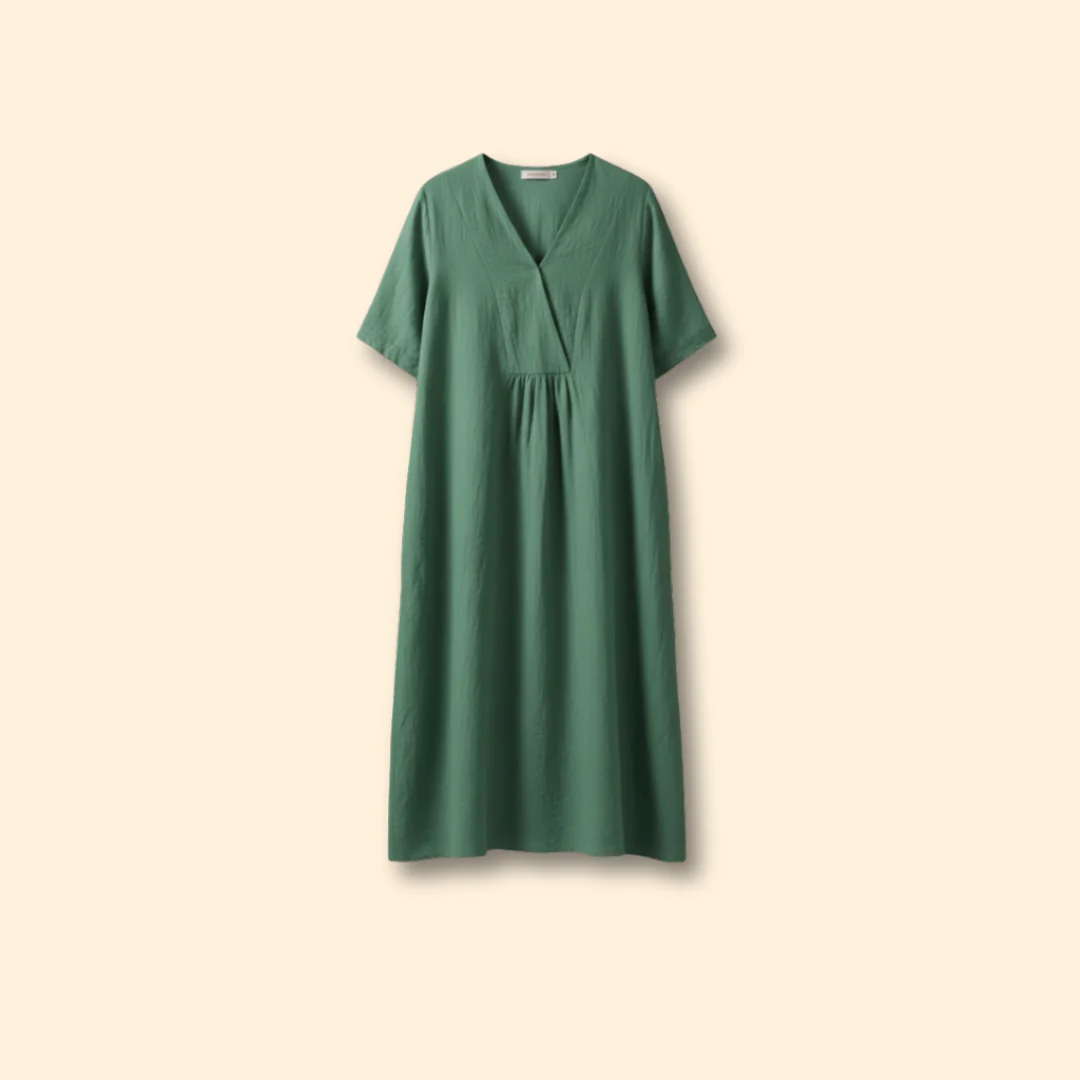 Women's Loose Fit Dress with V-neck