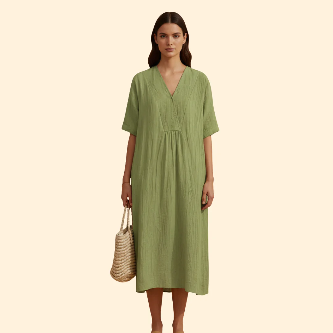 Women's Loose Fit Dress with V-neck - Image 11