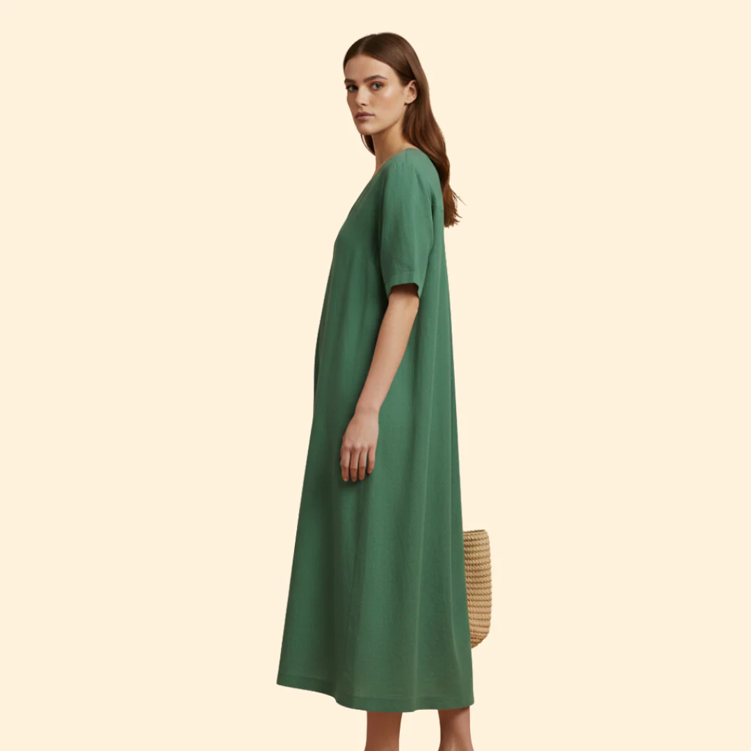 Women's Loose Fit Dress with V-neck - Image 4