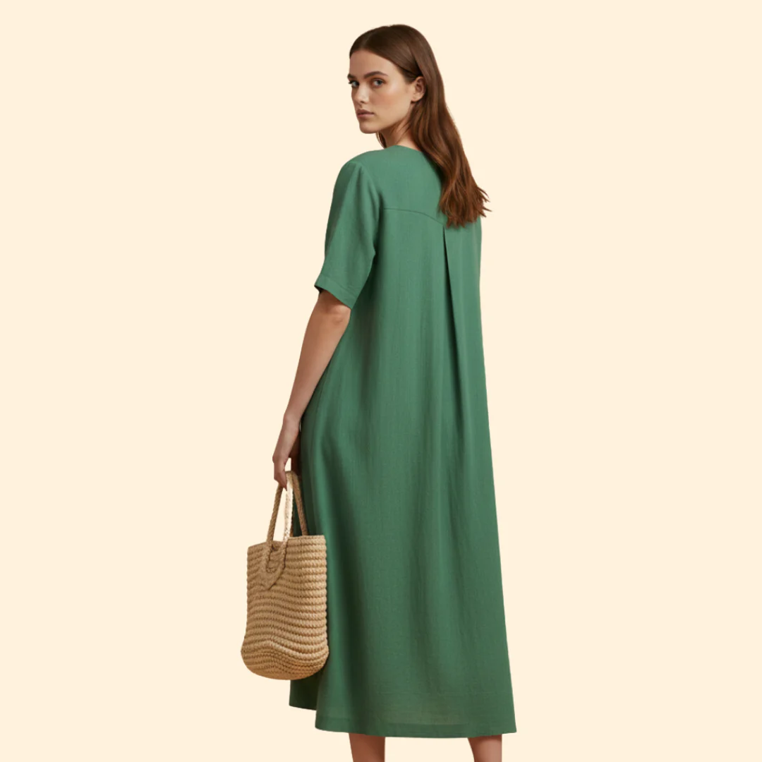 Women's Loose Fit Dress with V-neck - Image 5