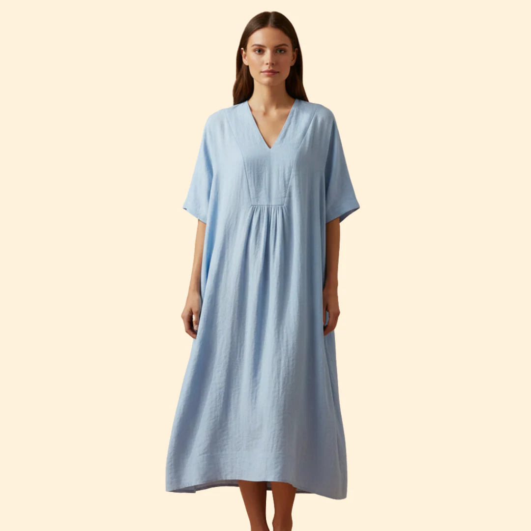 Women's Loose Fit Dress with V-neck - Image 9