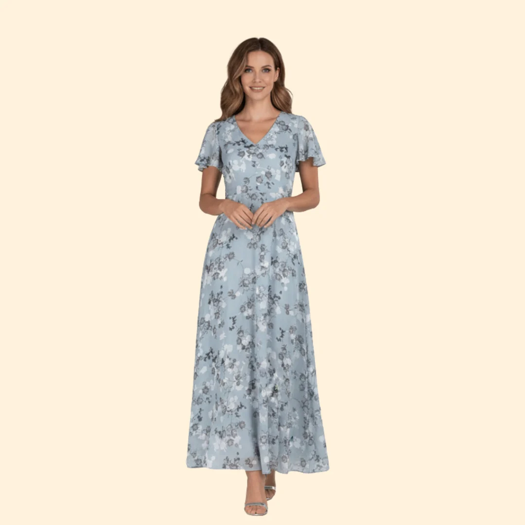 Women’s Maxi Dress with Flutter Sleeves - Image 2