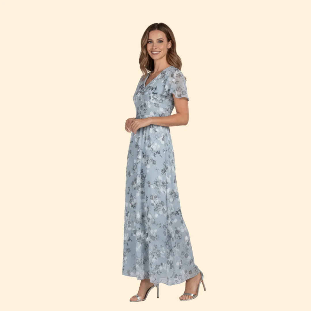 Women’s Maxi Dress with Flutter Sleeves - Image 3